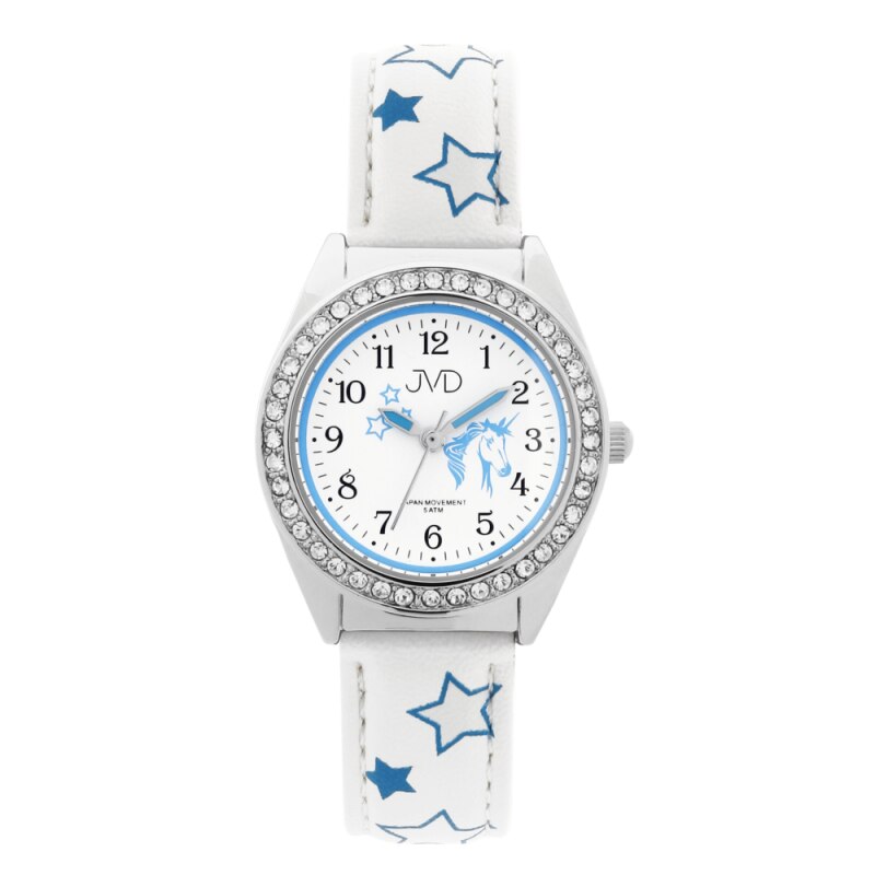 Ceas pentru copii JVD J7117.8, Plastic, 5 ATM, Alb