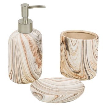 Set baie/lavoar, model granit, Ceramica, Alb/Crem Set baie/lavoar, model granit, Ceramica, Alb/Crem