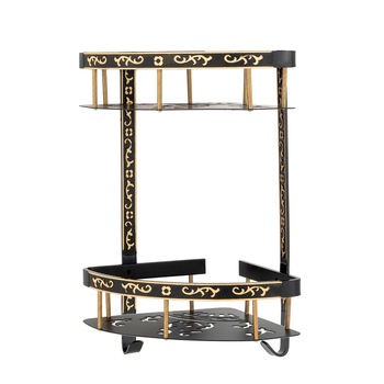 Etajera baie TRENDY'S, dubla montare pe colt, black-gold 35cm X 30cn Etajera baie TRENDY'S, dubla montare pe colt, black-gold 35cm X 30cn