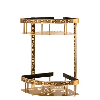 Etajera baie TRENDY’S dubla , montare pe colt,bronz antichizat 35cm x30 cm Etajera baie TRENDY’S dubla , montare pe colt,bronz antichizat 35cm x30 cm