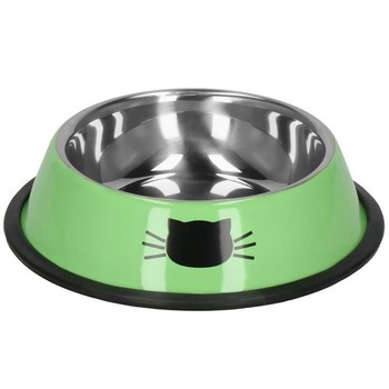 Castron, bol, pentru caine, pisica, rotund, inox, verde, 12 cm Castron, bol, pentru caine, pisica, rotund, inox, verde, 12 cm