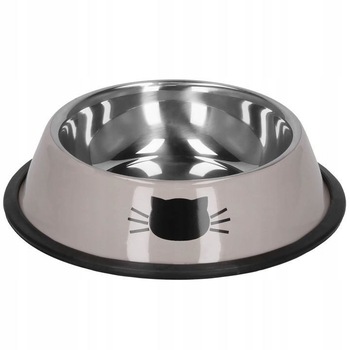 Castron, bol, pentru caine, pisica, rotund, inox, bej, 12 cm Castron, bol, pentru caine, pisica, rotund, inox, bej, 12 cm