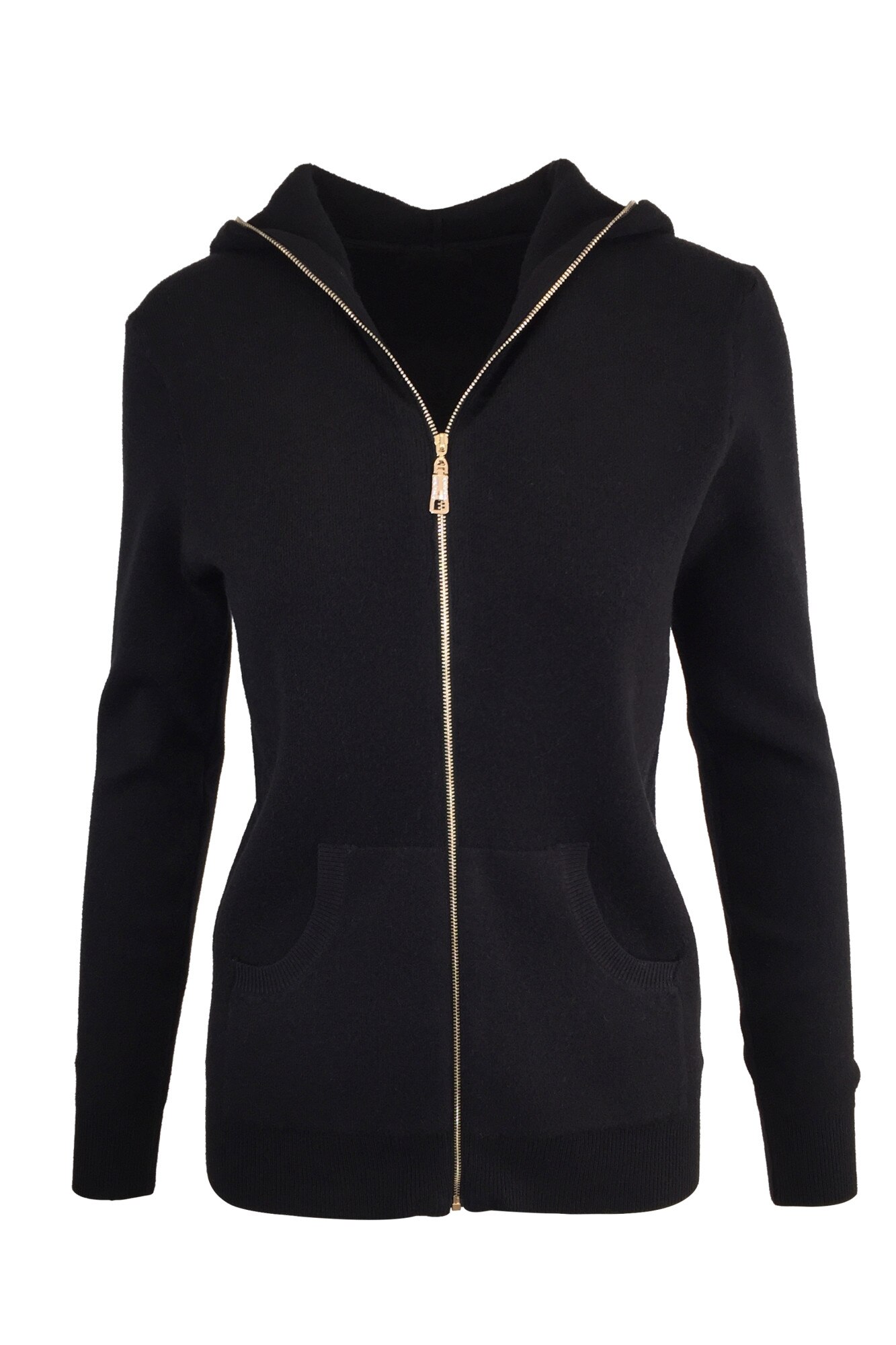 Cardigan, Univers Fashion, tricotat, inchidere cu fermoar, negru