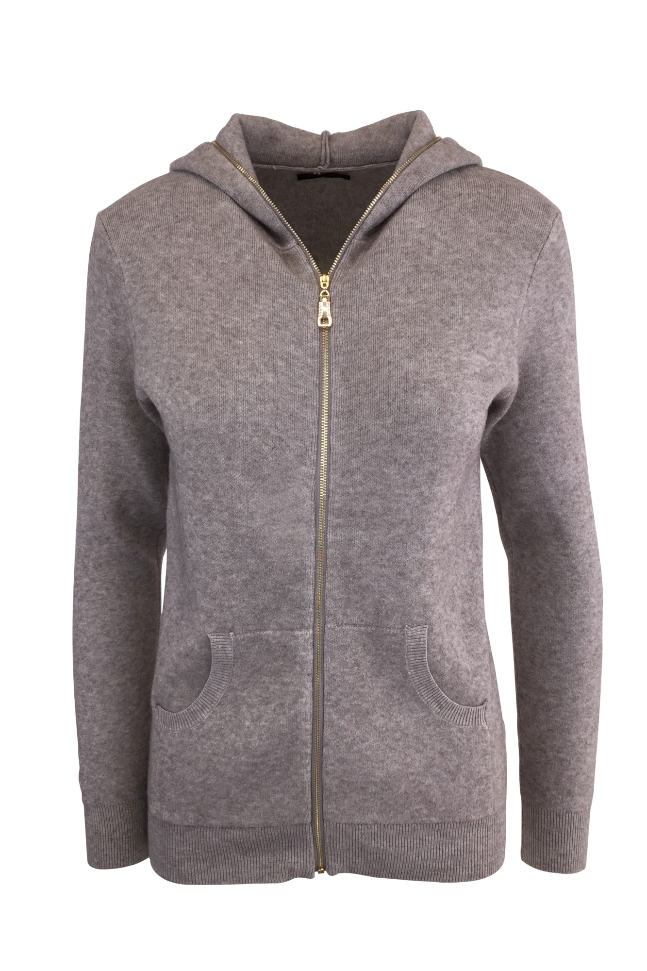 Cardigan, Univers Fashion, tricotat, inchidere cu fermoar, taupe, marime S-M