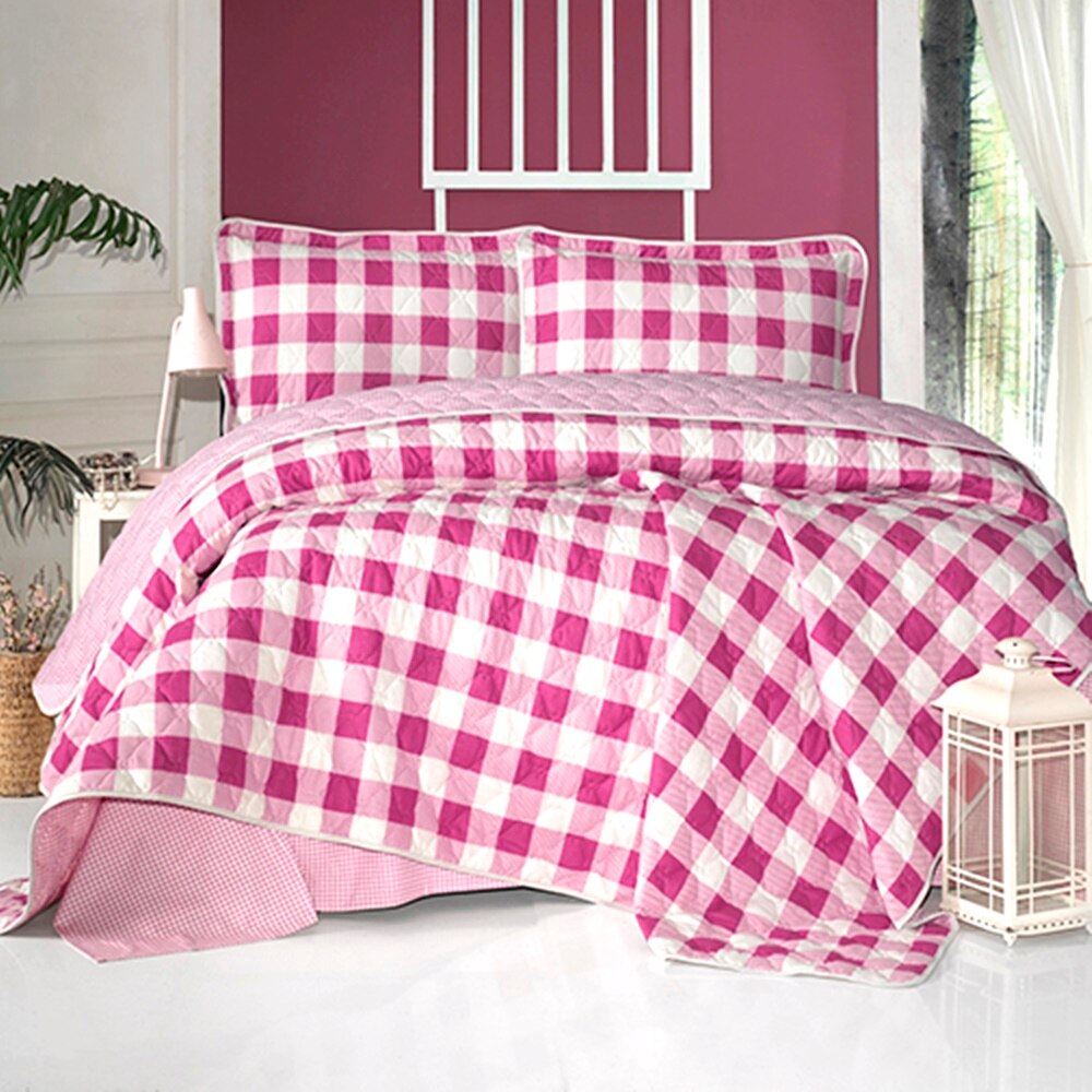 Set Cuvertura de pat bumbac 100% matlasata 240x260 si 2 fete de perna 50x70 pentru pat dublu, Pucioasa CUV146