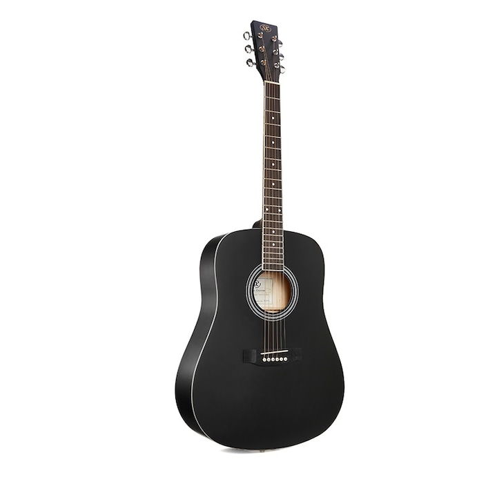 SX SD104GBK Akusztikus gitár, fekete lakkozott fényes