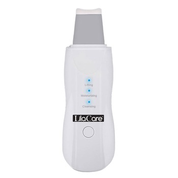 Aparat de curatare faciala cu ultrasunete Lila Care, dispozitiv cu ioni, indepartare puncte negre, hidratare, skin scrubber, peeling, curatare ten, anti rid, anti imbatranire, acumulator, gri/alb Aparat de curatare faciala cu ultrasunete Lila Care, dispozitiv cu ioni, indepartare puncte negre, hidratare, skin scrubber, peeling, curatare ten, anti rid, anti imbatranire, acumulator, gri/alb