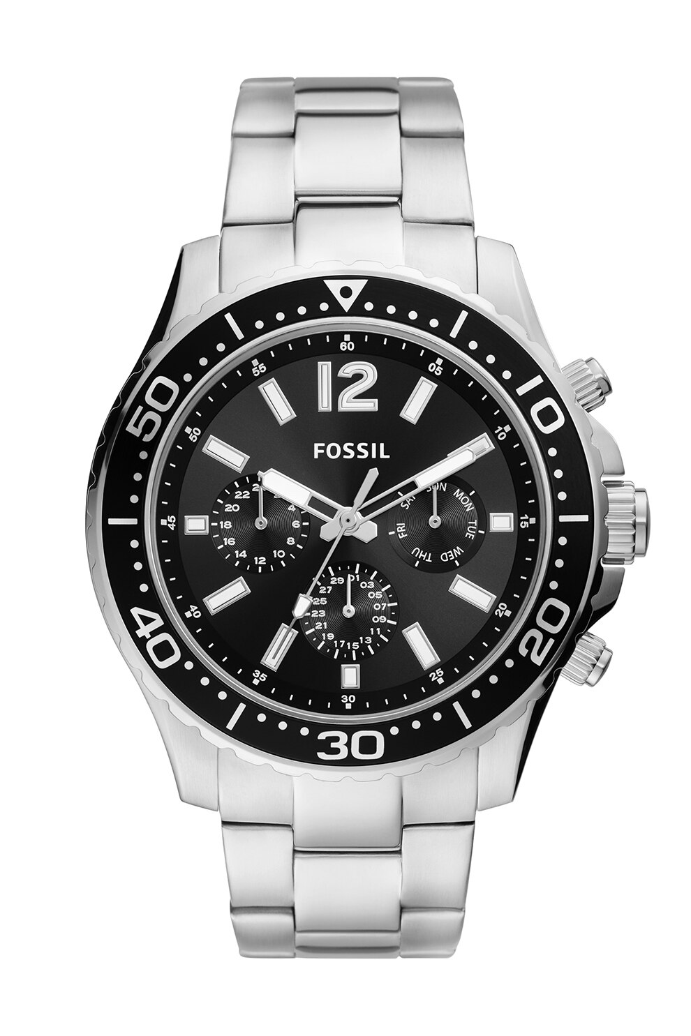 Fossil, Ceas din otel inoxidabil cu functii multiple, Argintiu