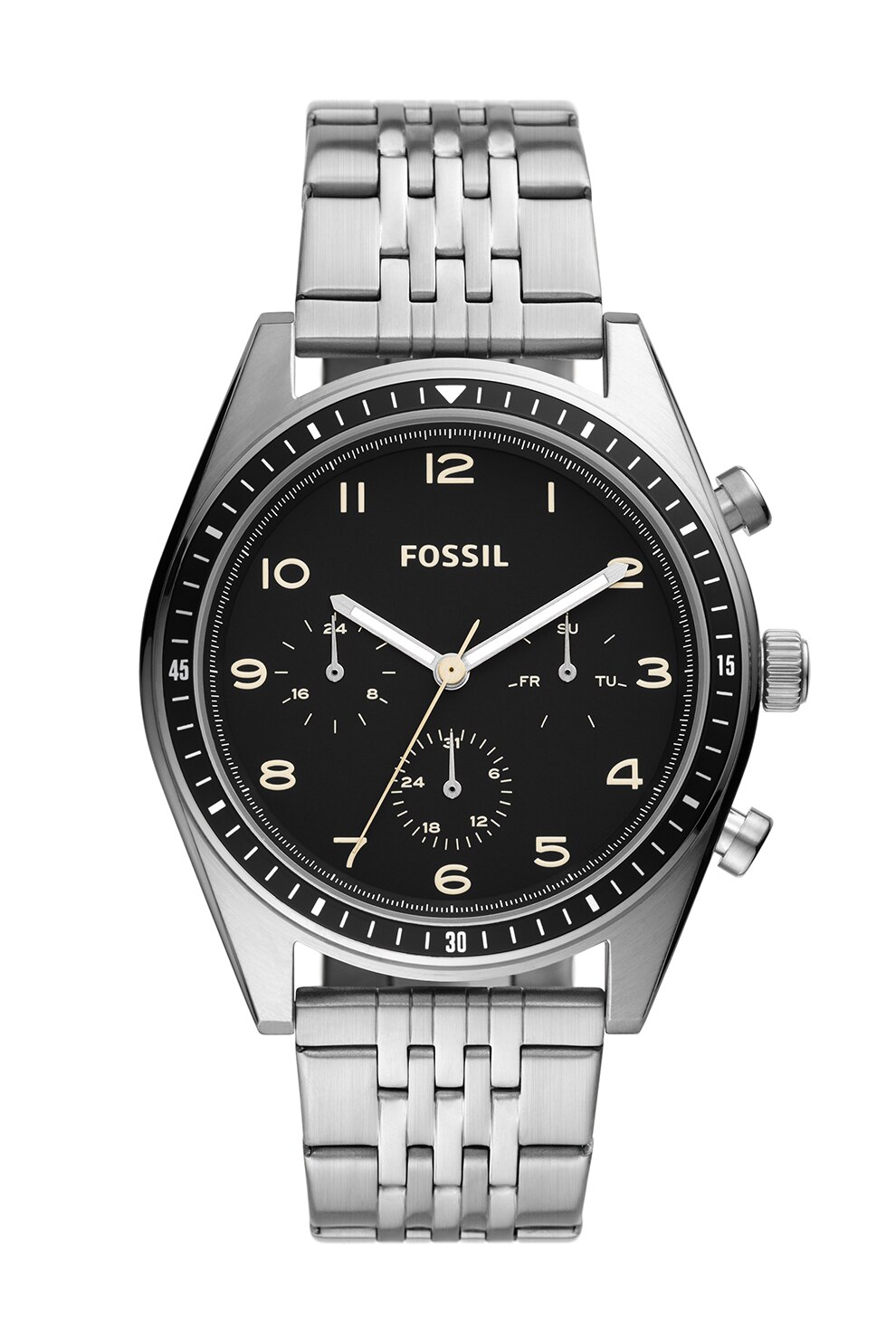 Fossil, Ceas cu functii multiple si bratara metalica, Argintiu