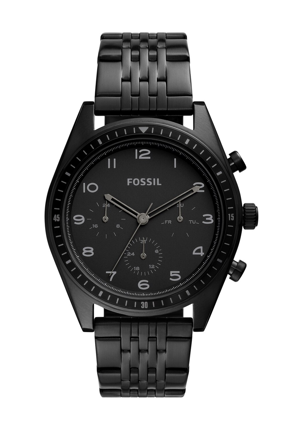 Fossil, Ceas cu functii multiple si bratara metalica, Negru