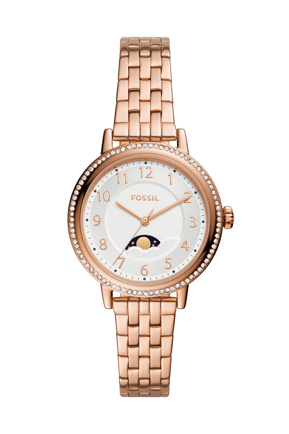 Fossil, Ceas din otel inoxidabil cu cristale, Auriu rose