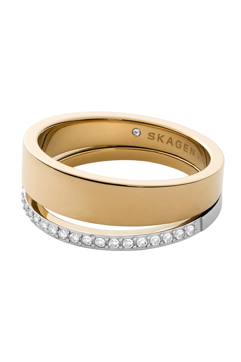 Skagen, Inel cu cristale Elin, Auriu/Argintiu, 60 MM Standard