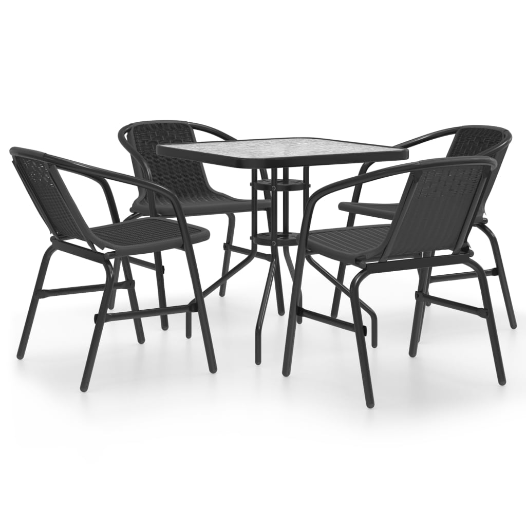 Set mobilier de gradina din 5 piese vidaXL, 70 x 70 x 70 cm, Negru