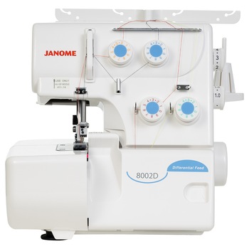 Masina de surfilat si surje JANOME 8002D, 2 programe, 1300 imp/min, 105W, Alb Masina de surfilat si surje JANOME 8002D, 2 programe, 1300 imp/min, 105W, Alb
