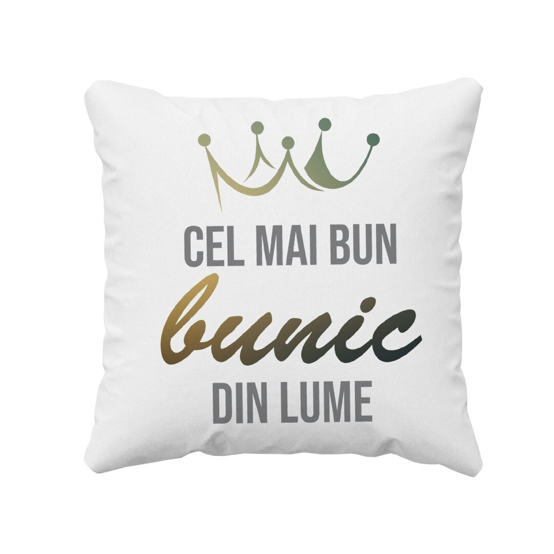 Perna, Cel mai bun bunic din lume, 40x40 cm, Alb, Poliester