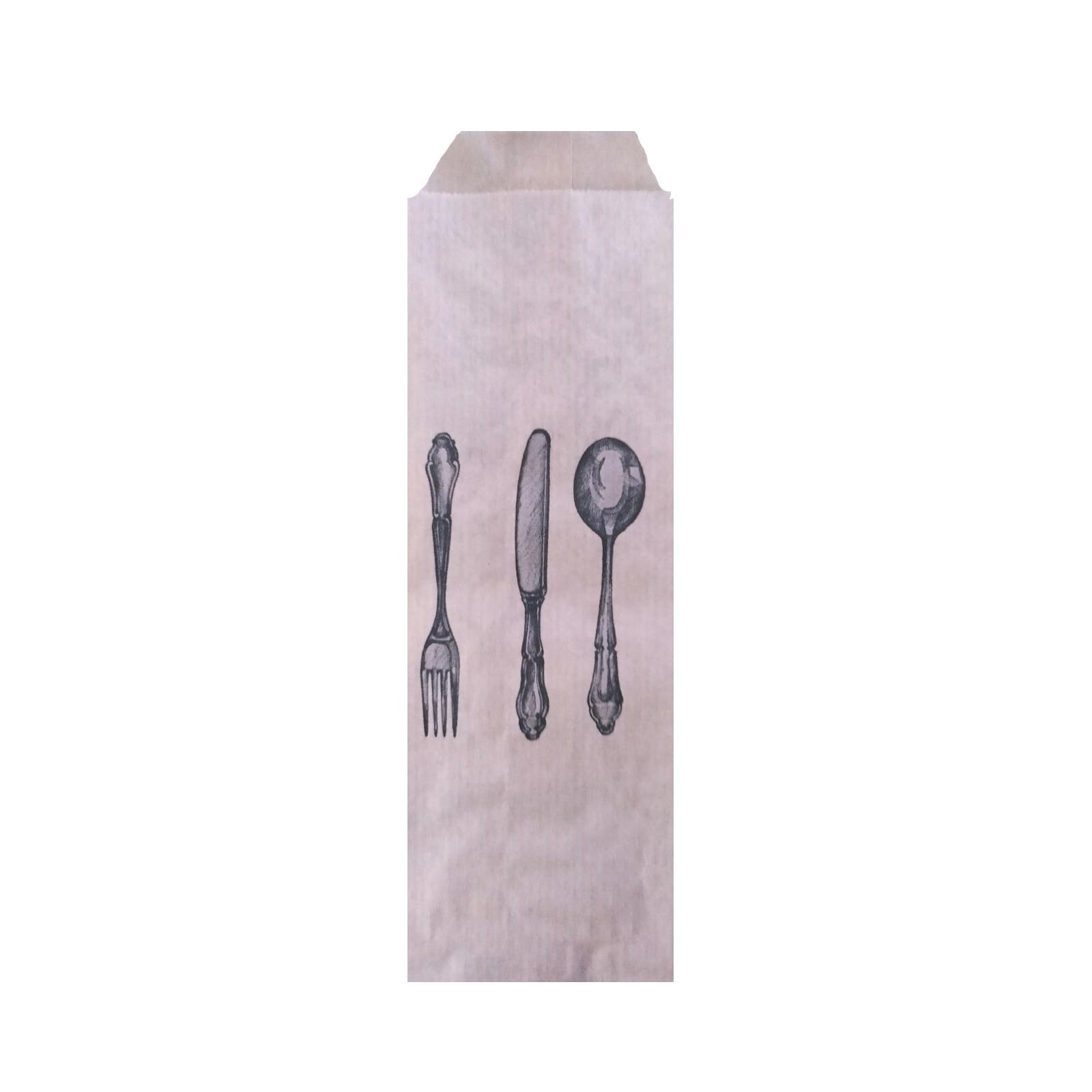 Set 2000 pungi biodegradabile imprimate pentru tacamuri, hartie natur, 8x25 cm