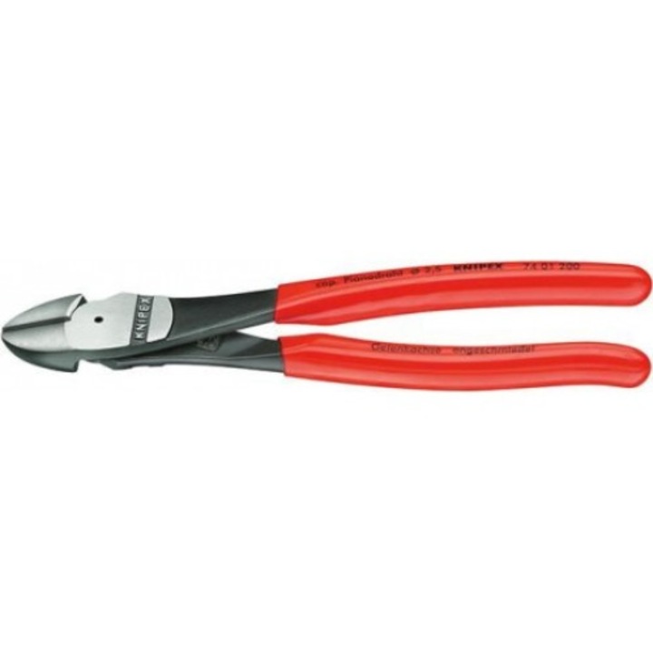 Cleste de forta cu taiere laterala si cap inclinat, lungime 200 mm, KNIPEX