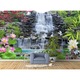 Fototapet 3D , Flori de lotus roz si o cascada cu stanci, 200 x 300 cm