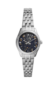 Fossil, Ceas quartz din otel inoxidabil cu cadran cu model, Argintiu Fossil, Ceas quartz din otel inoxidabil cu cadran cu model, Argintiu