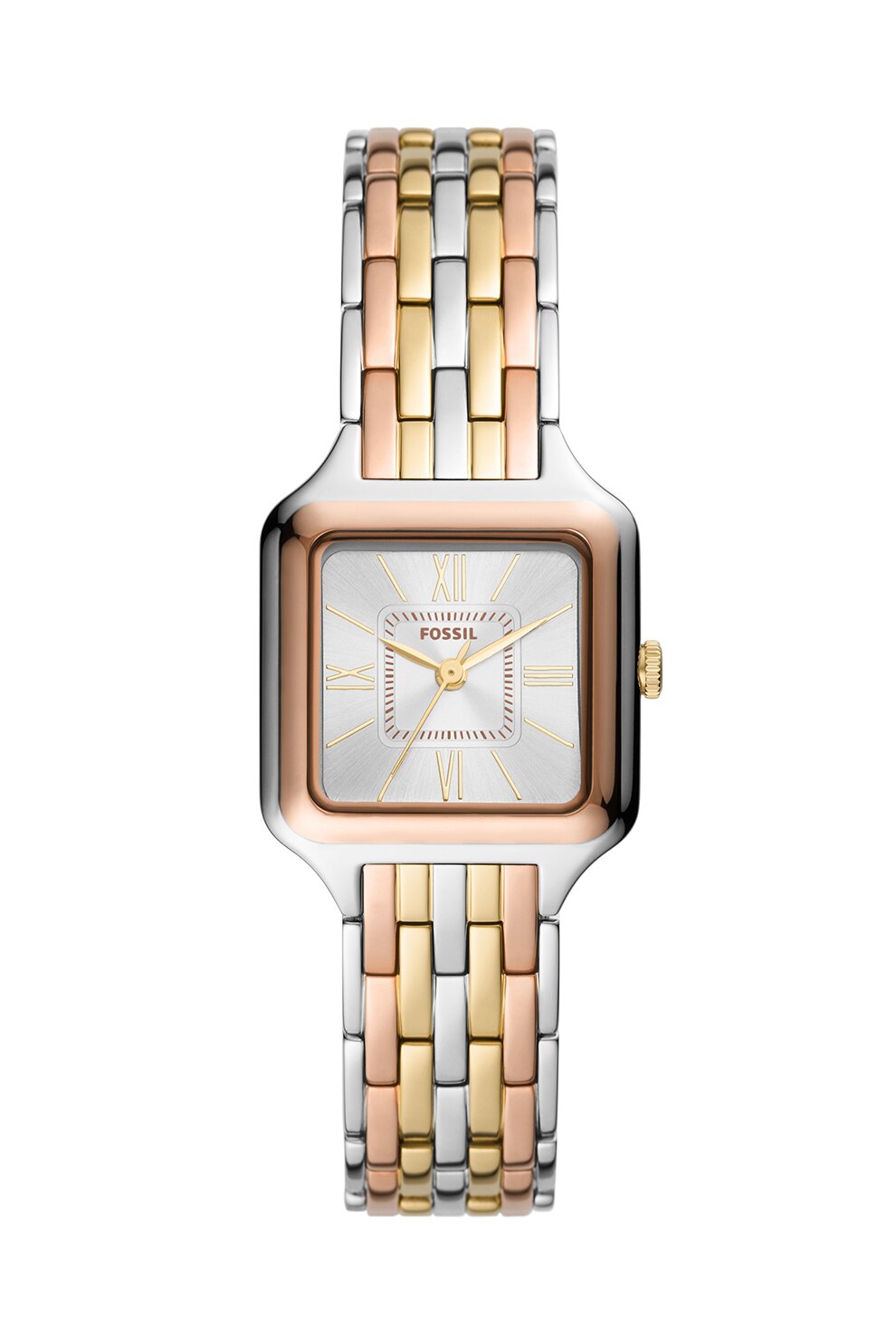 Fossil, Ceas quartz din otel inoxidabil, Argintiu/Auriu rose