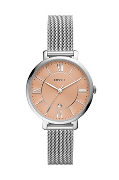 Fossil, Ceas analog cu o bratara din otel inoxidabil cu model plasa, Argintiu Fossil, Ceas analog cu o bratara din otel inoxidabil cu model plasa, Argintiu