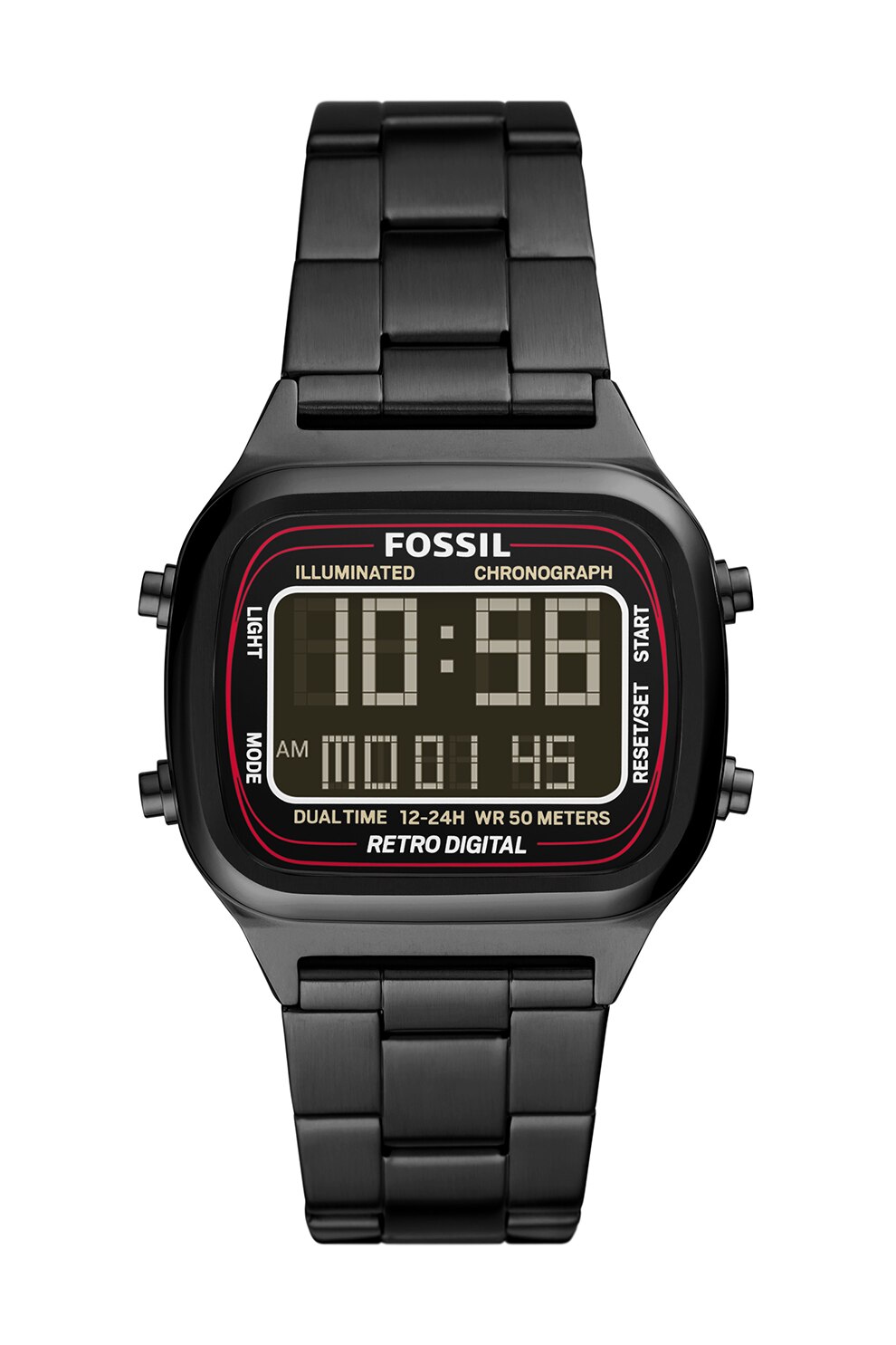 Fossil, Ceas din otel inoxidabil cu functii multiple, Negru