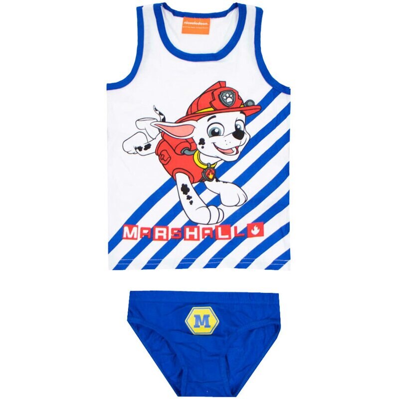 Set maieu si chilot, Marshall, alb cu albastru