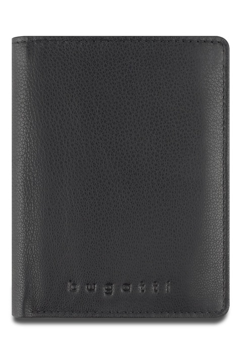 Вертикален мъжки портфейл, Bugatti, серия Punto, 49131201, естествена кожа, черен