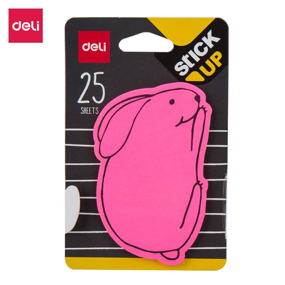 Notite Adezive Deli Stick Up, 25 File/Set, Model Iepuras, Roz, 76x76 mm