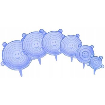 Set 6 capace flexibile din silicon, Iso Trade, Albastru Set 6 capace flexibile din silicon, Iso Trade, Albastru