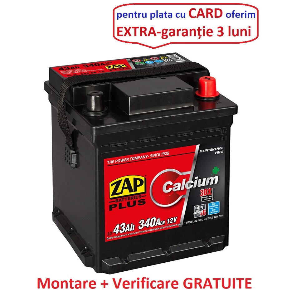 Baterie auto Zap Plus 43Ah