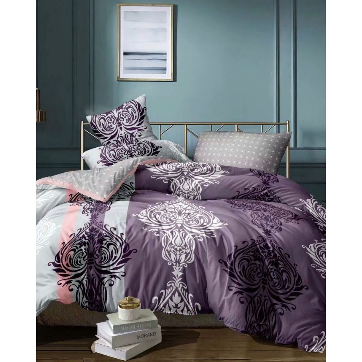 Lenjerie Finet, Cearceaf de Pat cu Elastic, 6 Piese, Pat 2 Persoane, Royal Purple, FNJE-50