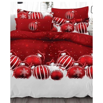 Lenjerie Finet Mos Craciun, 6 Piese, Pat 2 Persoane, Globuri Rosii, FNQ-18 Lenjerie Finet Mos Craciun, 6 Piese, Pat 2 Persoane, Globuri Rosii, FNQ-18