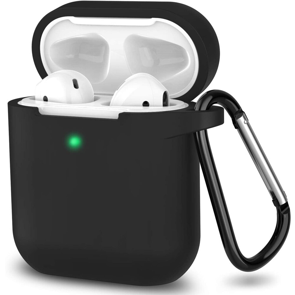 Husa de Protectie Pentru Apple AirPods Zenuk® - Shockproof, Inel de Prindere, Silicon, Negru