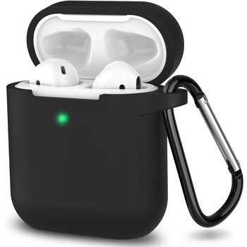 Husa de Protectie Pentru Apple AirPods Zenuk® - Shockproof, Inel de Prindere, Silicon, Negru Husa de Protectie Pentru Apple AirPods Zenuk® - Shockproof, Inel de Prindere, Silicon, Negru