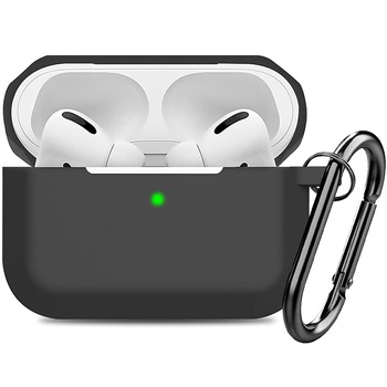 Husa de Protectie Pentru Apple AirPods Pro Zenuk® - Shockproof, Inel de Prindere, Silicon, Negru Husa de Protectie Pentru Apple AirPods Pro Zenuk® - Shockproof, Inel de Prindere, Silicon, Negru