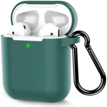 Husa de Protectie Pentru Apple AirPods Zenuk® - Shockproof, Inel de Prindere, Silicon, Verde Husa de Protectie Pentru Apple AirPods Zenuk® - Shockproof, Inel de Prindere, Silicon, Verde
