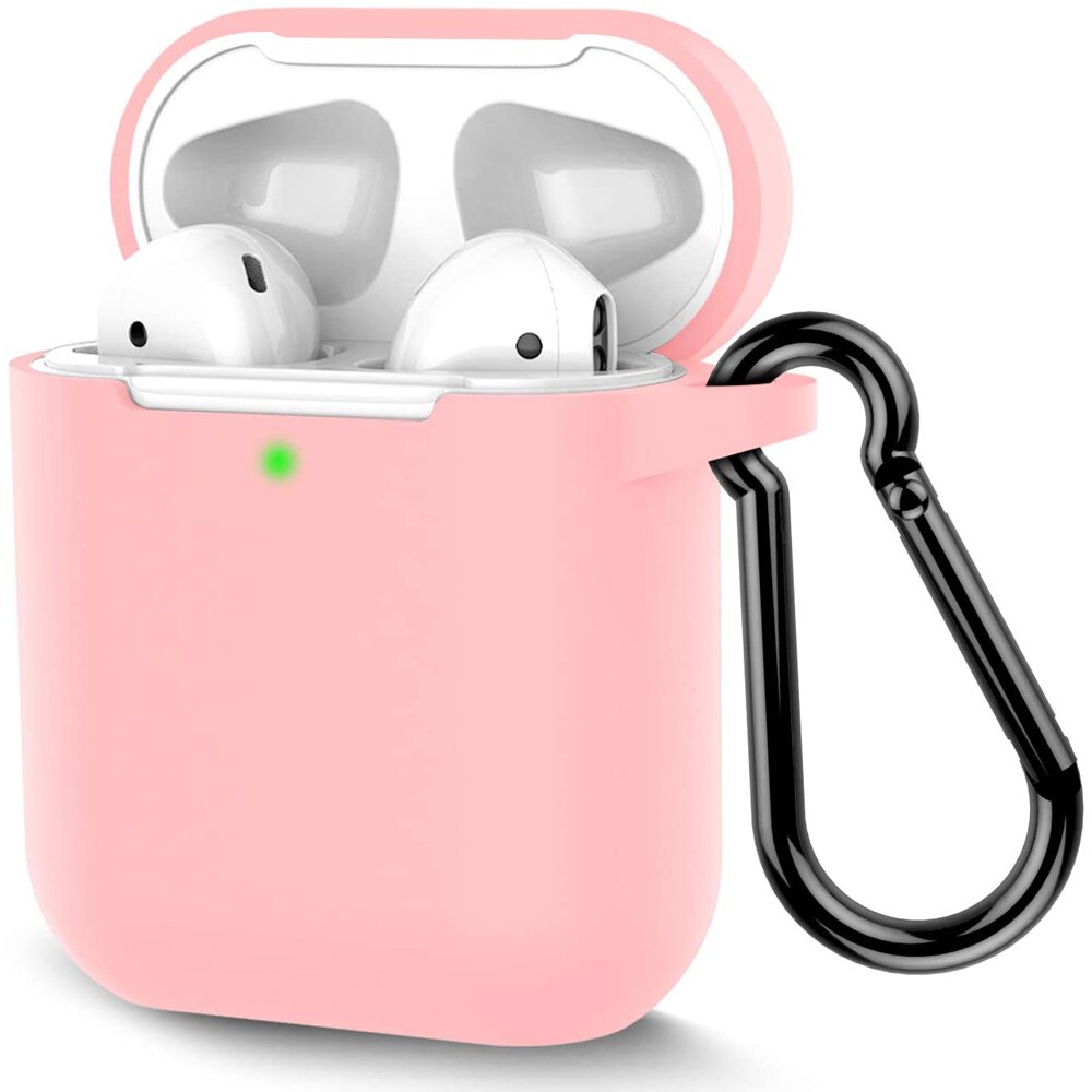 Husa de Protectie Pentru Apple AirPods Zenuk® - Shockproof, Inel de Prindere, Silicon, Roz