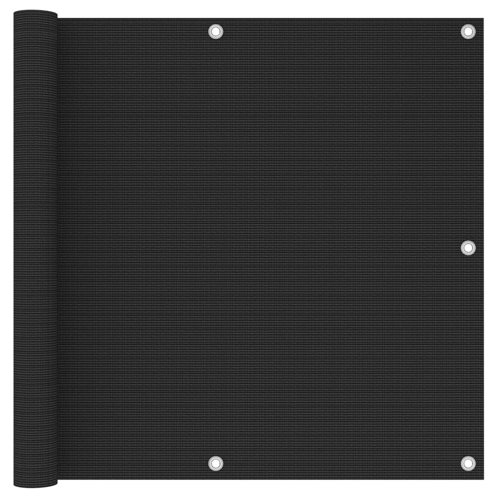 Paravan de protectie pentru balcon vidaXL, Polietilena, 90 x 600 cm, Negru