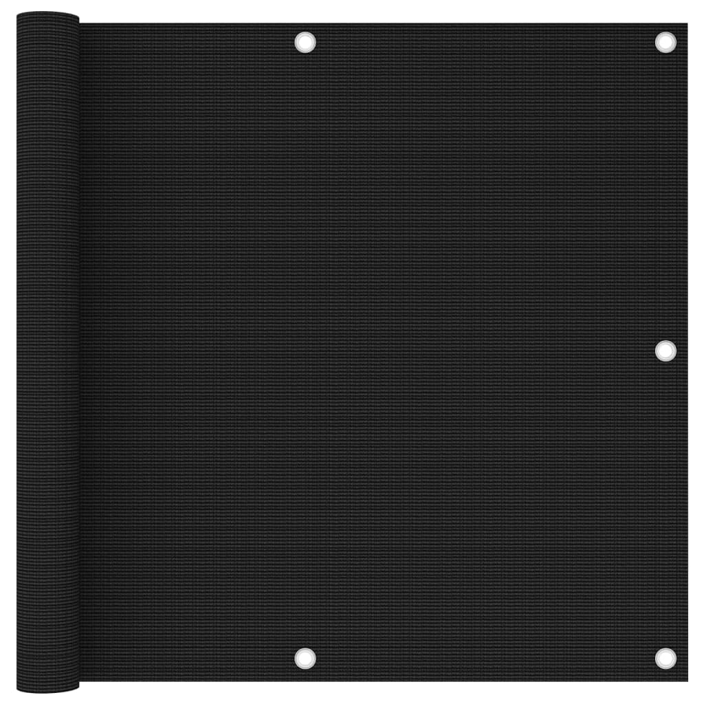 Paravan de protectie pentru balcon vidaXL, Polietilena, 90 x 500 cm, Negru
