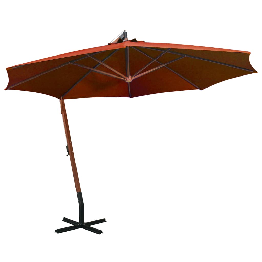 Umbrela de exterior suspedata cu stalp vidaXL, Tesatura, 350 x 290 cm, Caramiziu