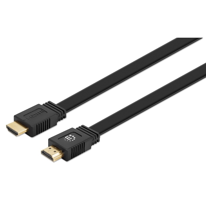 Cablu HDMI tata - HDMI tata, plat, 0.5M, Manhattan, Negru, ICOC HDMI2-FE-005MH