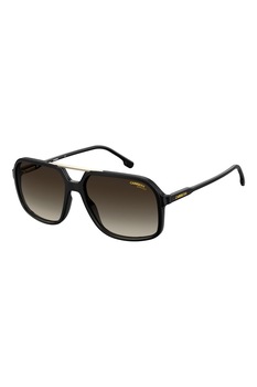 Carrera, Ochelari de soare unisex aviator cu brate metalice, Negru/Auriu, 60-16-145 Standard Carrera, Ochelari de soare unisex aviator cu brate metalice, Negru/Auriu, 60-16-145 Standard