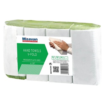 Set 4 Pachete de Prosoape Hartie Pliate V Premium Misavan, 250 Foi/Pachet, 1 Strat, Verzi Set 4 Pachete de Prosoape Hartie Pliate V Premium Misavan, 250 Foi/Pachet, 1 Strat, Verzi