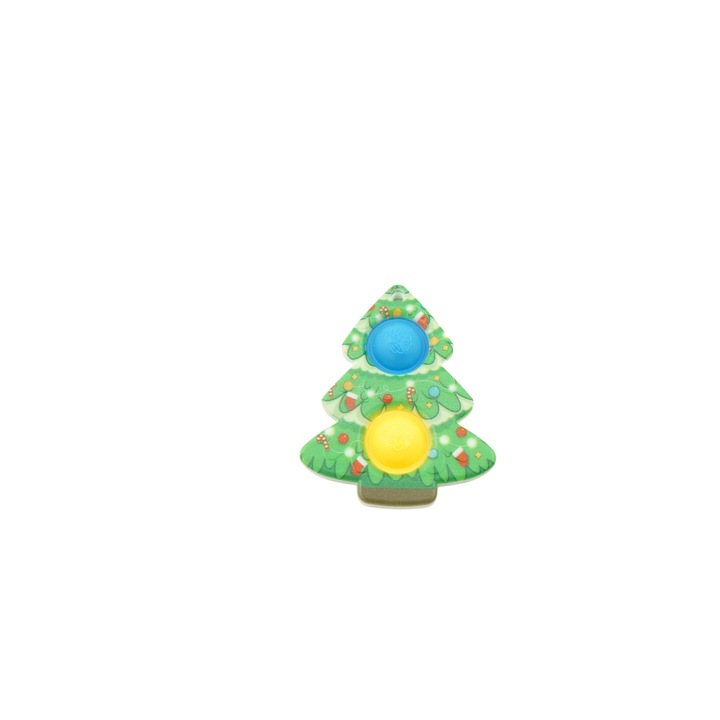 Flippy Simple Dimple Karácsonyfás kulcstartó, 2 nyomkodható buborék, stresszoldó játék, többszínű
