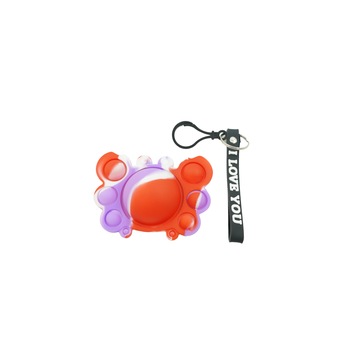 Jucarie antistres din silicon, Flippy®, Pop It Now tip breloc, Crab, Multicolor, V4 Jucarie antistres din silicon, Flippy®, Pop It Now tip breloc, Crab, Multicolor, V4