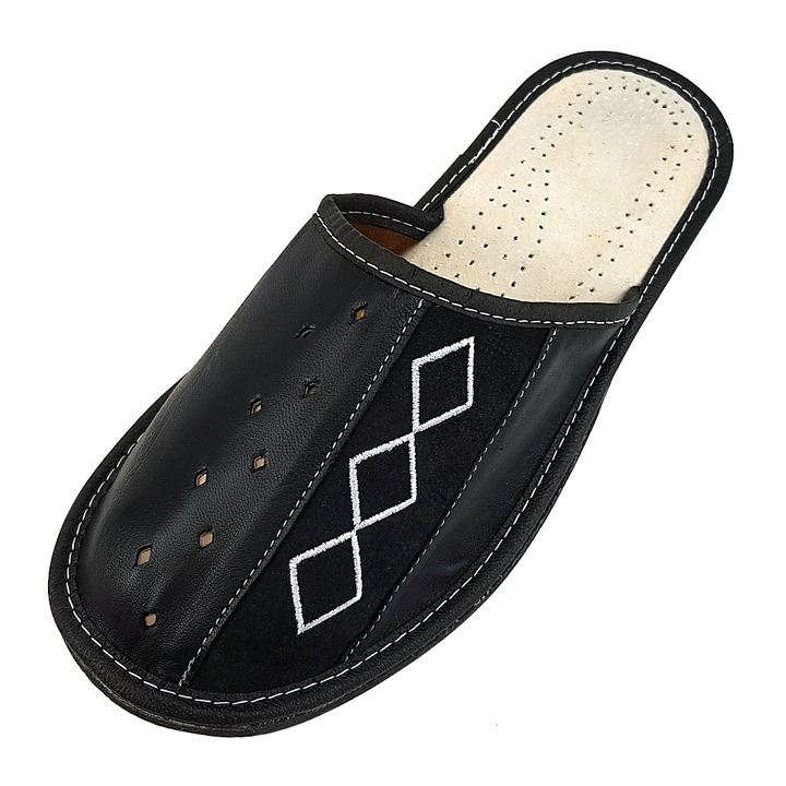 Papuci de Casa Model Geometric Aproch Culoare Negru