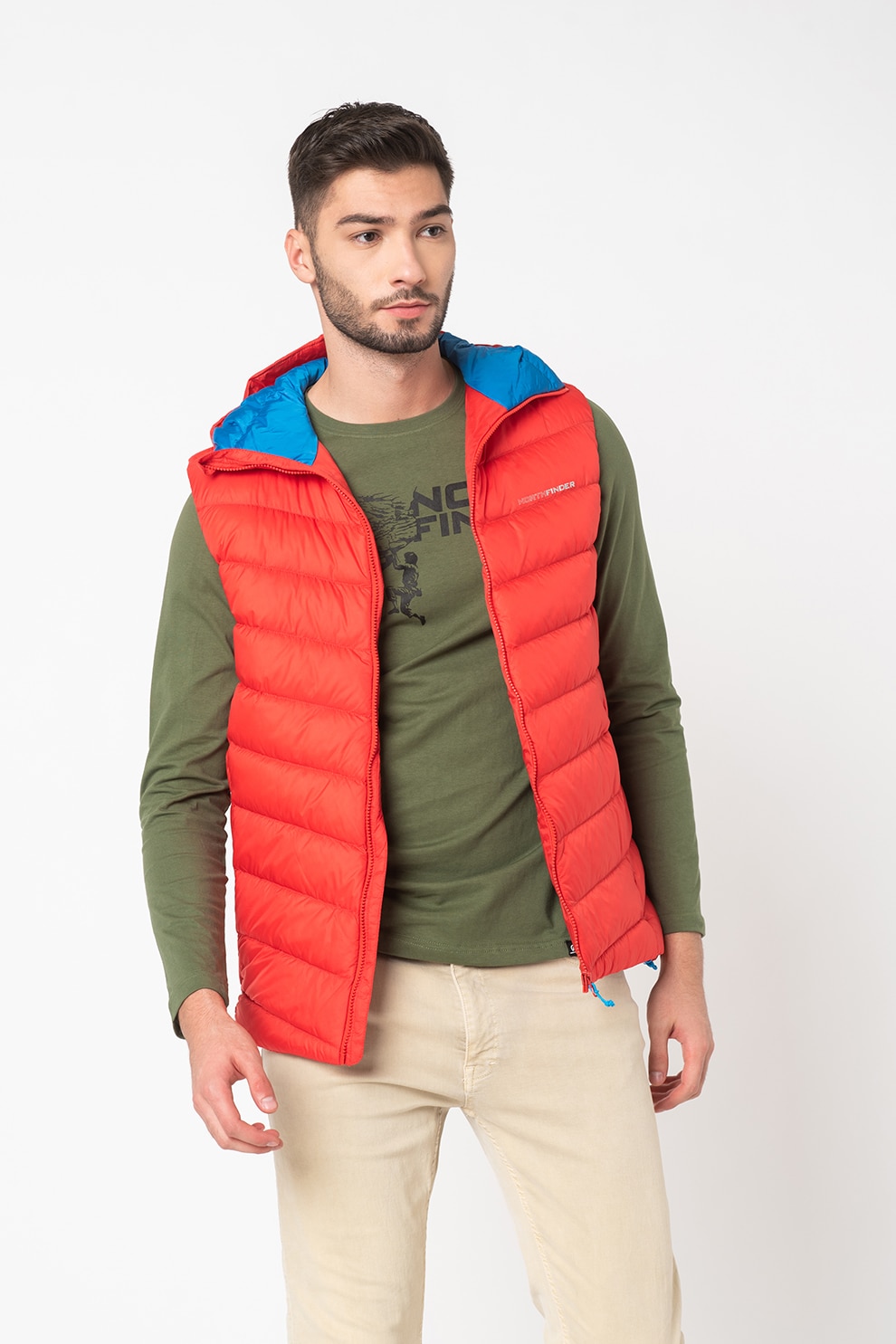 NORTHFINDER, Vesta cu gluga si vatelina pentru trekking Kyson, Rosu