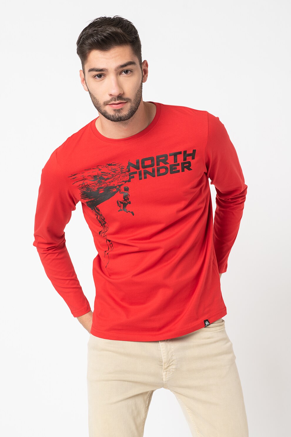 NORTHFINDER, Bluza cu imprimeu logo Abdiel, Rosu