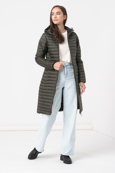 NORTHFINDER, Geaca lunga cu gluga si aspect matlasat Tiana, Verde forest NORTHFINDER, Geaca lunga cu gluga si aspect matlasat Tiana, Verde forest